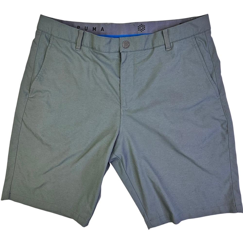 Puma Golf Mens Grey Flat Front Performance Tech Shorts Size 36 Stretch Waistband